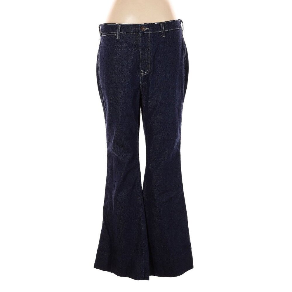 Johnny Was Sasson Flare Jeans Indigo Blue Wide Leg Denim Size 33 High Rise Boho